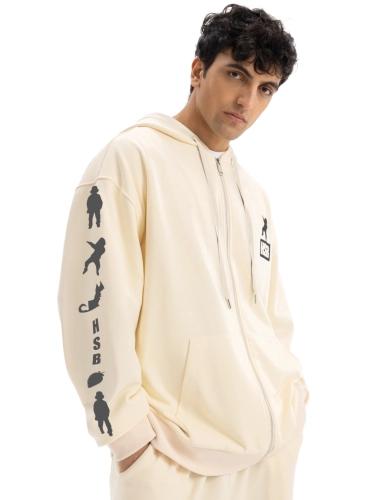 Logo print cotton hoodie