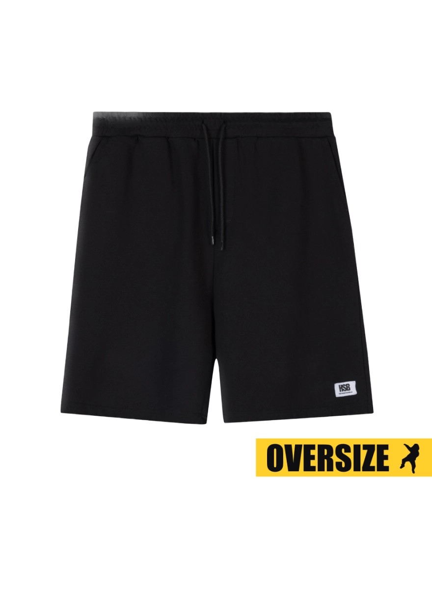 Cotton track shorts with a logo patch