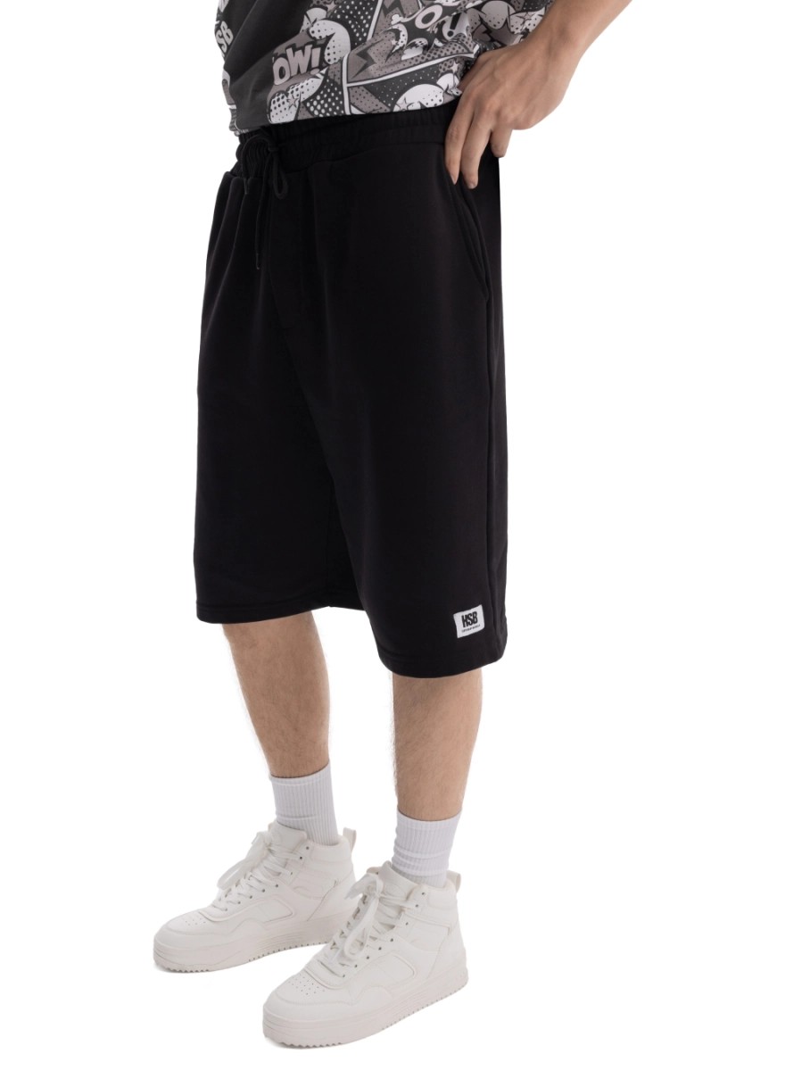 Cotton track shorts with a logo patch