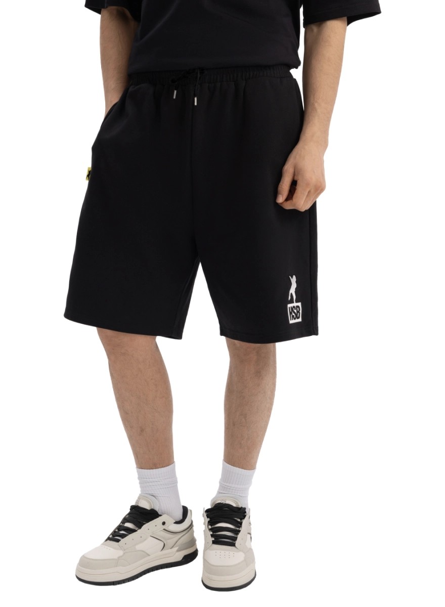 Logo print cotton track shorts