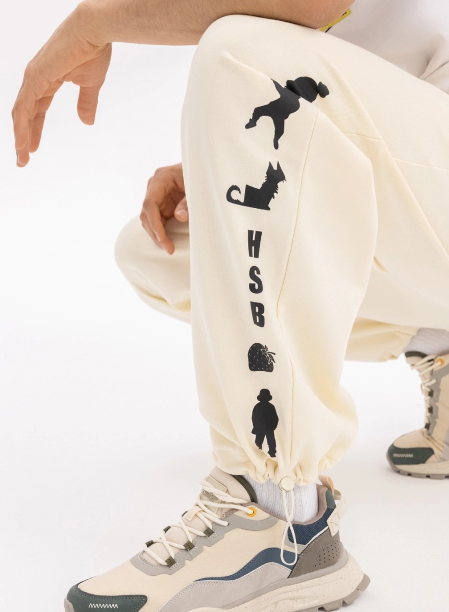 Logo print cotton track pants