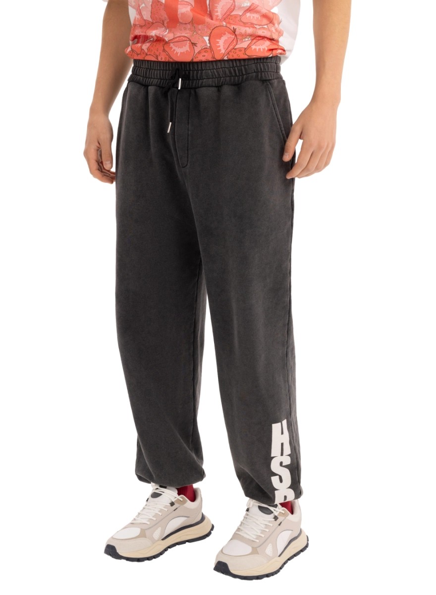 Ash-grey cotton track pants