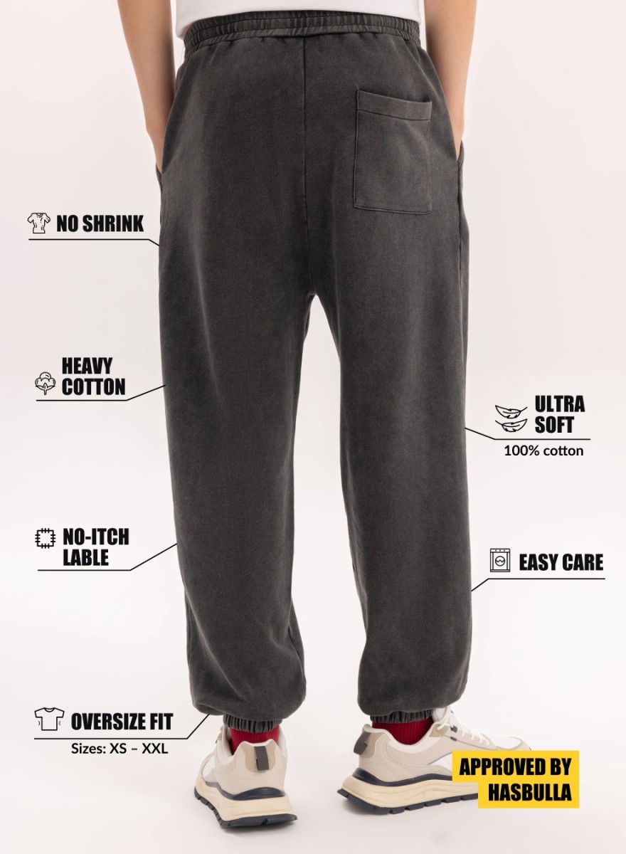 Ash-grey cotton track pants