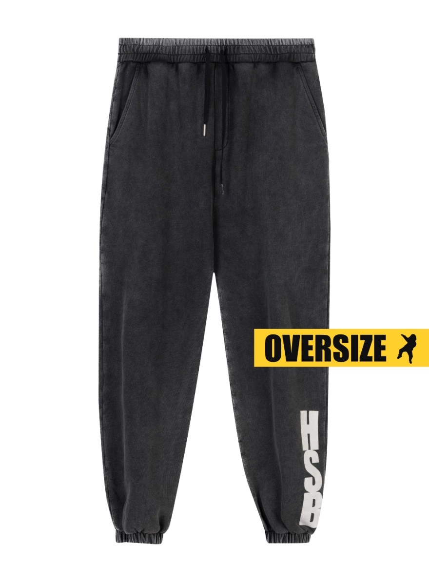 Ash-grey cotton track pants