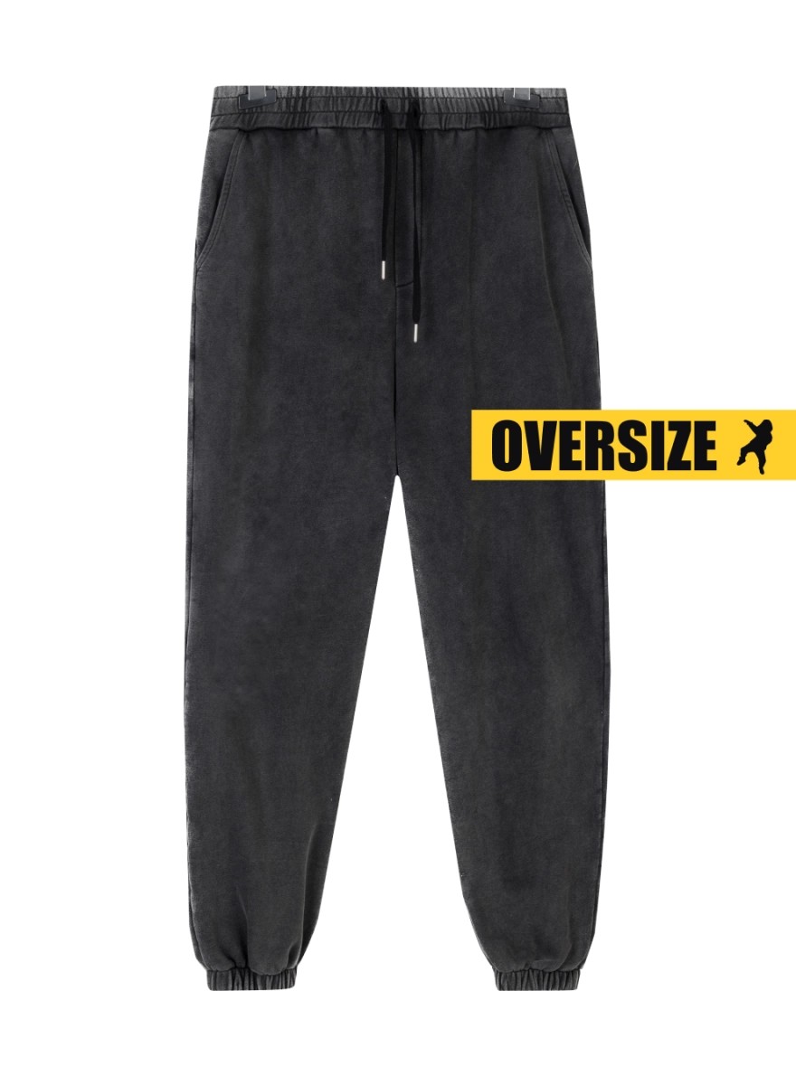 Ash-grey cotton track pants