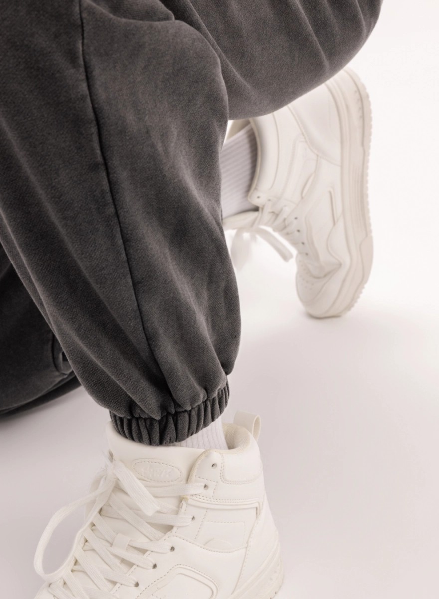 Ash-grey cotton track pants